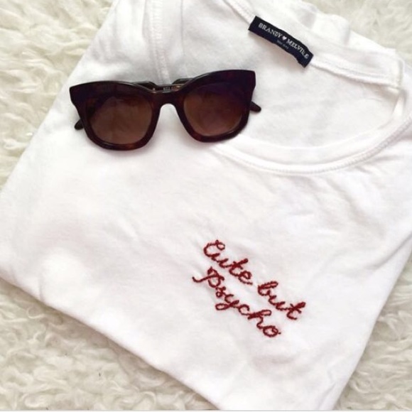 Brandy Melville embroidered white tee - Picture 1 of 2